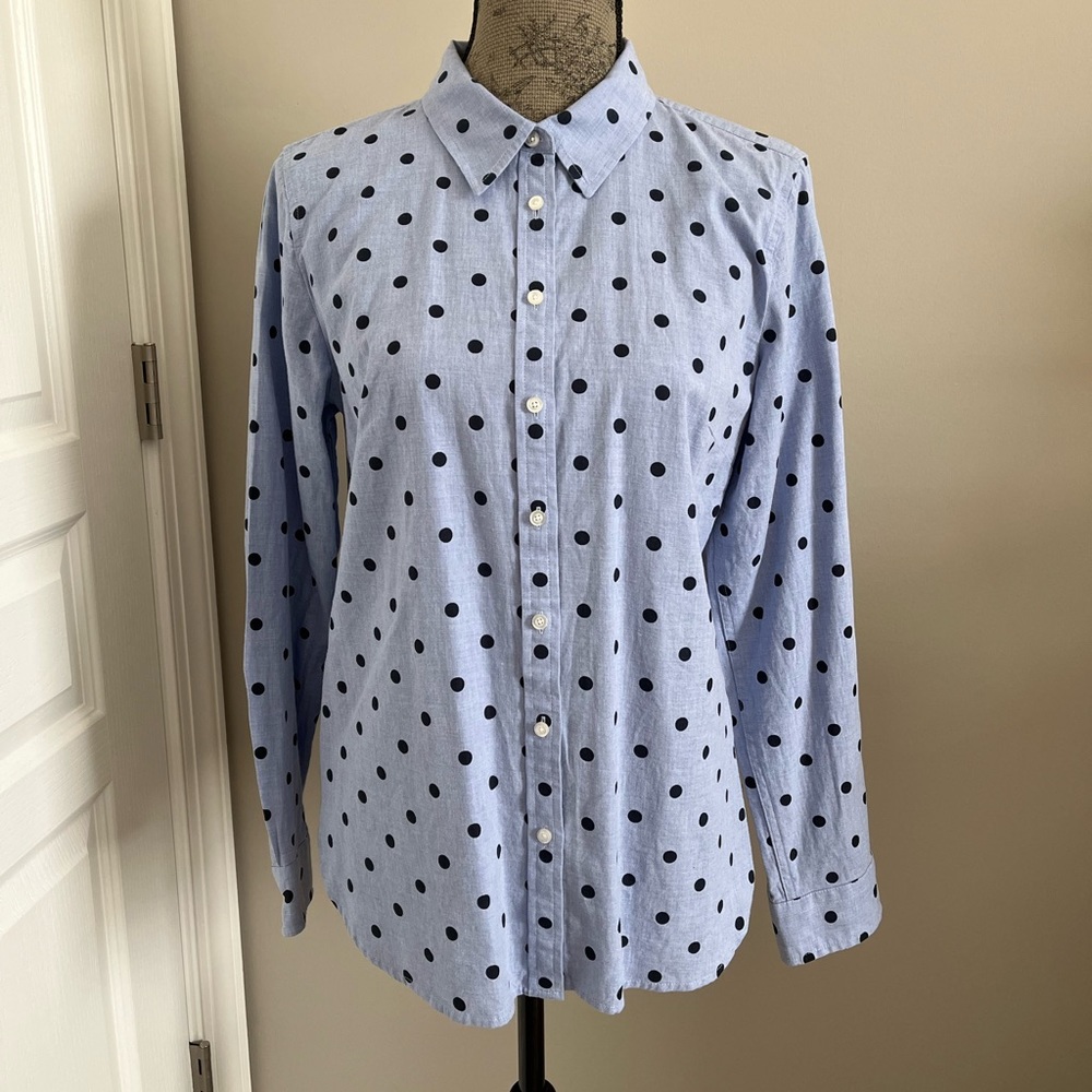 Talbots Chambray Dot Blouse